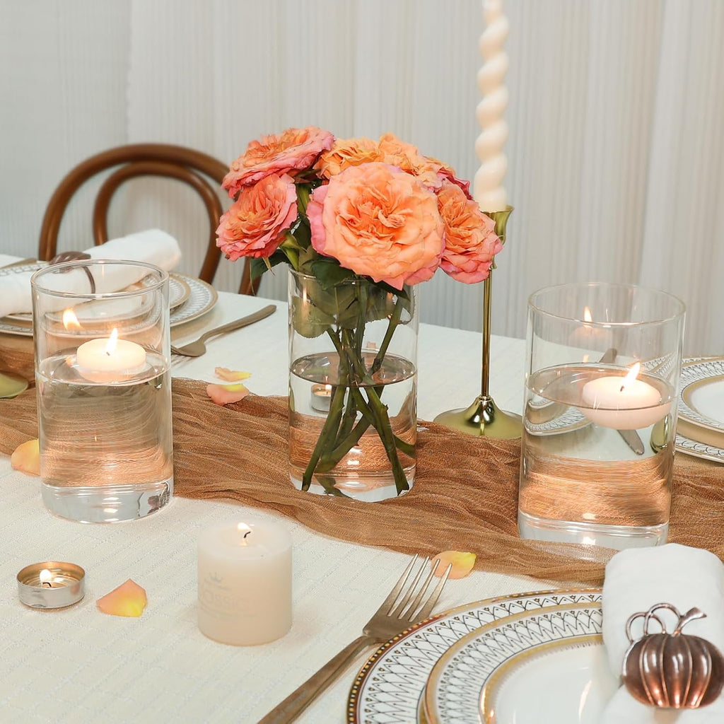 SUPMIND 6 Pack Glass Cylinder Vase for Table Centerpieces, 6 Inch Clear Glass Flower Vases Bulk Glass Hurricane Candle Holder Small Floral Vases for Table, Floating Candle Vase for Wedding Home Décor