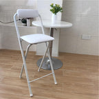 Foldable bar stools with Backrest,Leather Padded Counter Tall Folding Stool,Portable Folding Stool Tall Bar Stools for Outdoor Kitchen Shop Cafe,seat Height 25.5inch(Black/White)