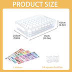 Bead Organizer Box with 54 Small Containers, 13.8" L x 9.3" W x 2.6" H Clear Plastic Bead Storage Box for Jewelry Making, Craft, Beads, DIY