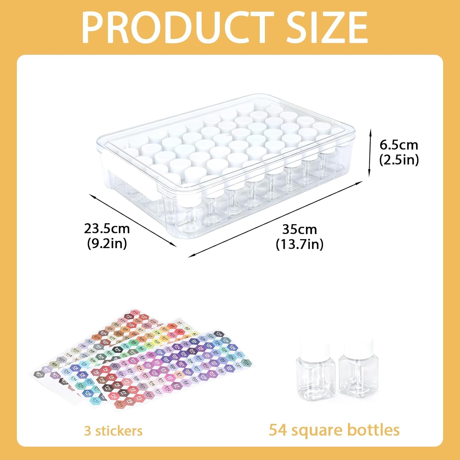Bead Organizer Box with 54 Small Containers, 13.8" L x 9.3" W x 2.6" H Clear Plastic Bead Storage Box for Jewelry Making, Craft, Beads, DIY
