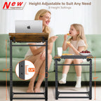 Upgrade Tv Tray Table Set of 2, 8-Level Adjustable Height Couch Side Table, 90° Tilt Angle Foldable C-Shaped End Table with Phone & Tablet Slot Sofa Computer Desk for Couch,Sofa,Bed,Chair,Living Room