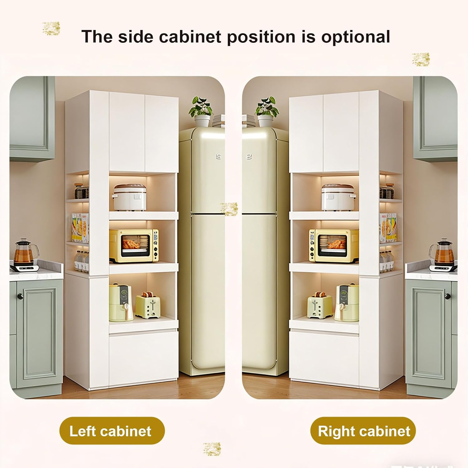 LINLIUA 71'' Tall Kitchen Pantry Cabinet, Wood Pantry Storage Cabinet with Doors, 3 Pull-Out Shelves and Drawer, Modern Slim Kitchen Hutch for Dining Room Small Space