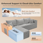 ELUCHANG Oversized 108” Boneless Couch, Comfy Cloud Modular Sectional Sofa, L-Shape Sofa with Chaise, Memory Foam Upholstered Couch for Living Room, Bedroom, No Assembly Required, Corduroy Grey