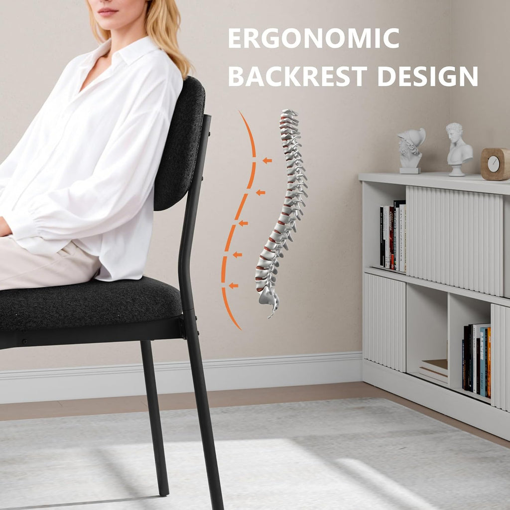 Einhomn Upholstered Dining Chairs Set of 4, Stackable Modern Dining Room Chairs, Kitchen Chairs w/Soft Velvet Backrest & Sturdy Metal Legs for Restaurant, Living Room, Black