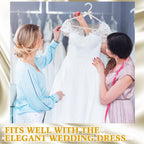 Threan 2 Pcs 16 Inch Pearl Clothes Beaded Clothing Hanger with Ribbon Bowknot Metal Elegant Clothes Standard Hanger for Women Bride Wedding Dress Coat Shirt (White)