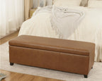 Homebeez 46" Faux Leather Storage Ottoman,End of Bed Bench,Upholstered Ottoman Bench with Storage for Living Room,Bedroom,Entryway
