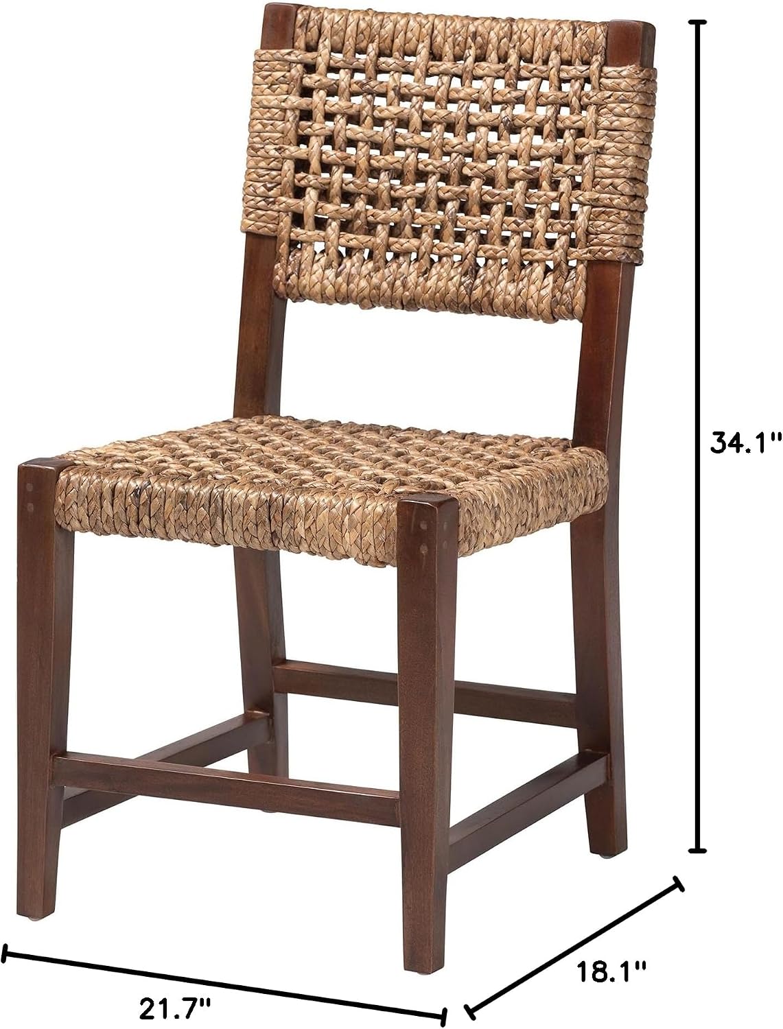 Bali & pari Alise Seagrass and Mahogany Wood Chair, Dining Height, Earthy Brown