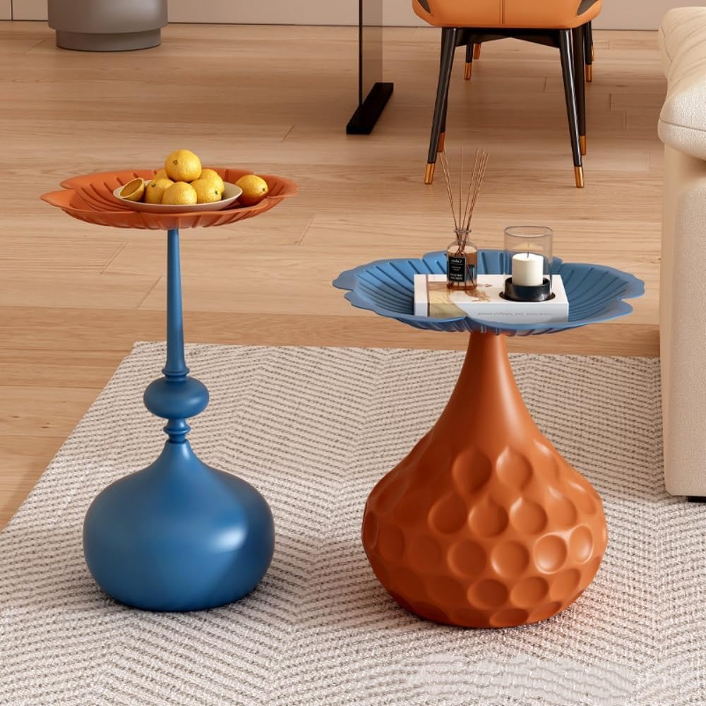 Modern Metal Nesting Coffee Table Set of 2, 2 Pieces Simple Accent Side Table with Open Storage, Colorful End Tables for Living Room, Bedroom and Office(Multi-Colored)