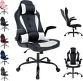 Cheap Video Game Chair, PC Gaming Chair Ergonomic Computer Game Chair with Headrest and Lumbar Support Adjustable Armrest PU Leather High Back Racing Swivel Office Chair for Adults Kids White
