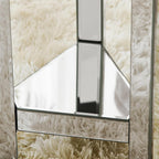 Henf 2-Tiers Silver Mirrored End Table for Small Space, Crystal Decor Mirrored Octagon Side Table Accent Table for Living Room, Octagon Bedside Nightstand for Bedroom, 13.8''x13.8''x21''