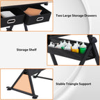 Drafting Table Drawing Desk Art&Craft Work Station Height Adjustable Tilting Tabletop Craft Table Desk w/Stool and 2 Storage Drawers for Home Office Study Room, Natural