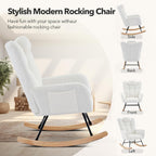 Nursery Rocking Chair, Upholstered Baby Fluffy Glider Rocker, Reading Chair with High Backrest, Accent Side Chairs for Living Room, Bedroom, Nursing