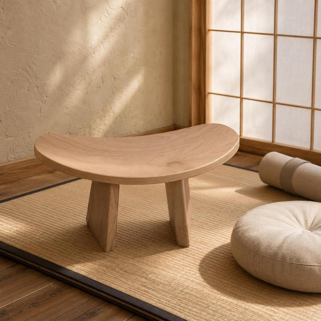 Mindful Kneeling Stool Solid Wood Meditation Stool Smooth Home Seating, Natural Wood Color, Medium 42 21 18 CM