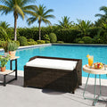 Outdoor Storage Box, Wicker Patio Bench with Cushion, All-Weather Garden Furniture, Large Capacity for Deck, Yard, or Porch, Ideal for Home Organization and Relaxation