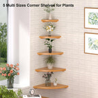 Gieanoo Floating Corner Shelves for Wall Set 2 7inch Solid Oak Rounded Corner Shelves Wall Mounted with Cable Hole Wood Corner Hanging Shelves for Living Room Bedroom Bathroom Kitchen