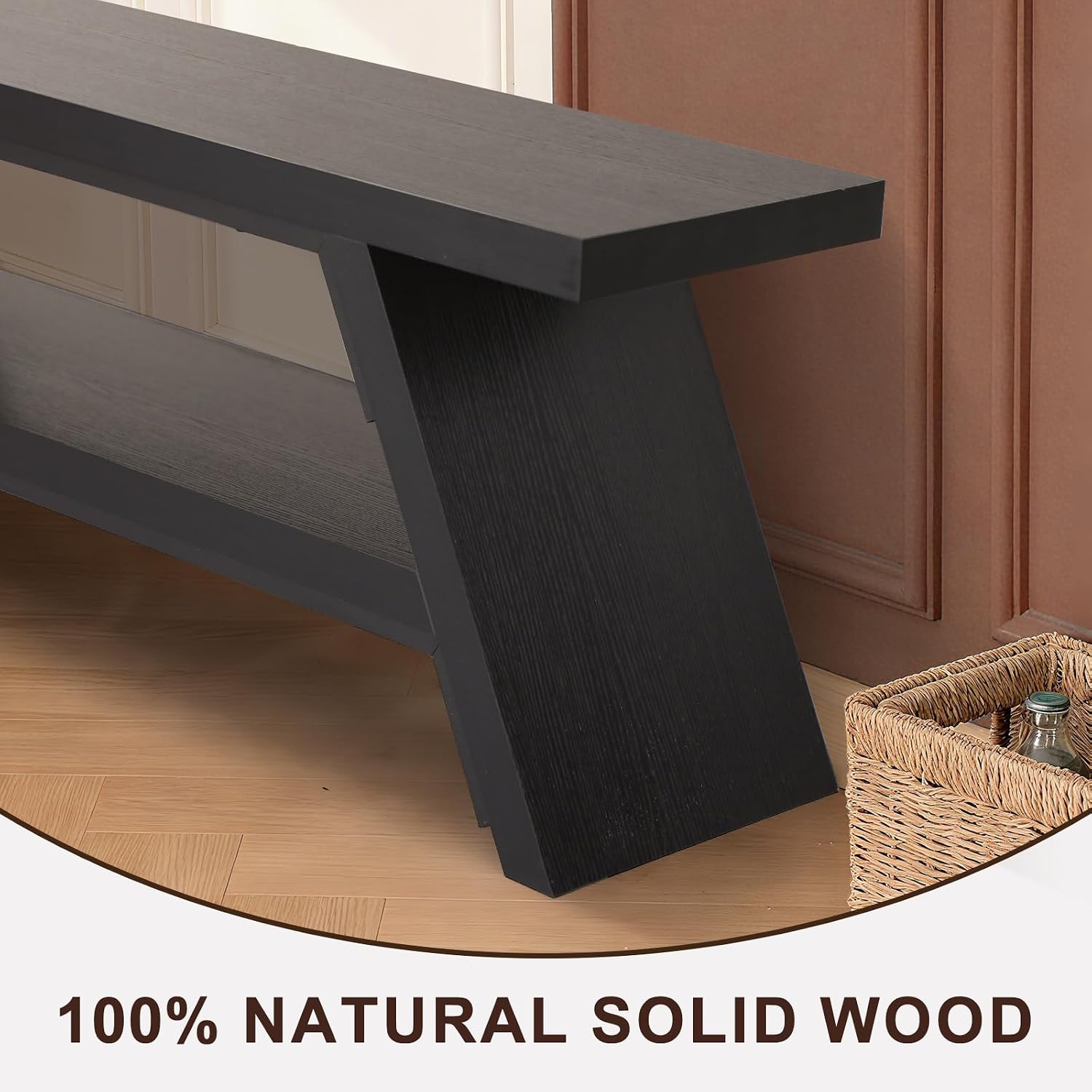 2-Tier Shoe Bench,Entryway Shoe Storage Bench,Modern Narrow Bench for Entryway, Kitchen, Bedroom, Dining（Black）
