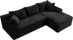95" L-Shaped Cloud Sectional Couch, Right Facing Modular Compressed Boneless Sectional Sofa with Chaise Lounge, Plush Corduroy Boneless Corner Sofa for Living Room