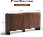 Seang Fluted Sideboard Buffet Cabinet with Storage,58" Modern Sideboard Cabinet with Curved Design & Adjustable Shelves,Wood Console Table for Living Room,Entryway,Kitchen,Walnut