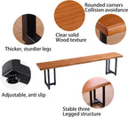 Durable Solid Wood Top Bench with Metal Triangular Legs – Stylish Long Dining Bench for Home, Office, Restaurant & Patio (Wooden Brown Bench, 55.12in)