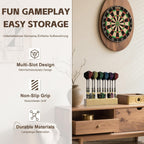 CyeeLife Dart Stand Wall Mount,Wooden Dart Holder,12 Darts Display/Station,Darts Storage for Steel & Soft Tip (Natural Wood Color)