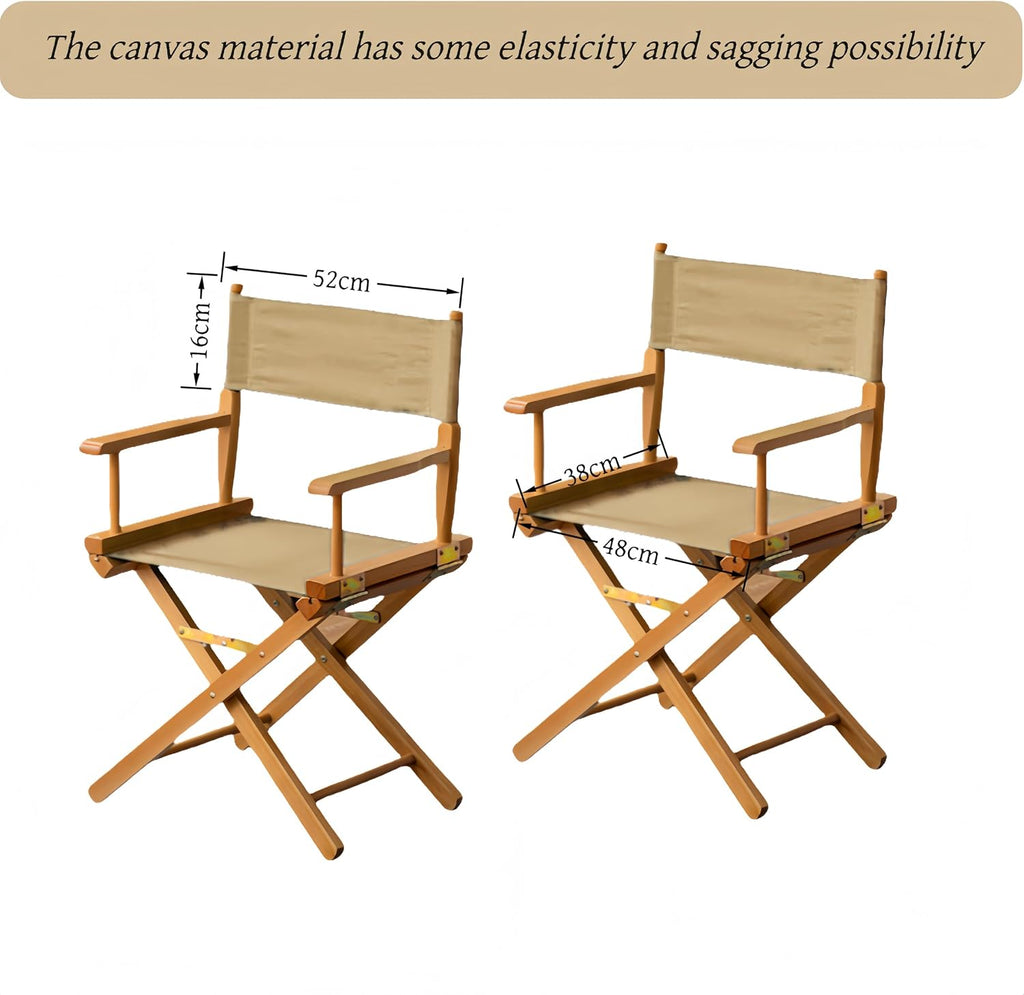 1 Set Director Chair Canvas Replacement with Wood Stick,18.9''L X 15''W Portable Replacement Cover Canvas for Directors Chair (Khaki)