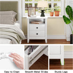 JSB Farmhouse Nightstand Set of 2 with 2 Drawers, Open Shelf for Bedroom | Night Stand, End Table,Bed Side, Side Table with Storage for Bedroom Kids Room Living Room, Holds 110 lbs,Sturdy, White