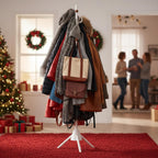 Heavy Duty Coat Rack, 8-Hook Freestanding Metal Clothes Tree Stand for Entryway, Hallway, Bedroom - Sturdy Triangle Base, Non-Tipping, Space Saving, White
