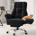 Big and Tall Office Chair, Executive Ergonomic Computer Gaming Chair with Foot Rest, Flip Armrests for Pets & Extra Space, Crystal Velvet Wide Seat Reclining Desk Chair, Black