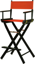 Casual Home 30" Director's Chair Black Frame-with Orange Canvas, Bar Height