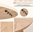 Round Dining Table Set for 4 with Chairs Kitchen Table and Chairs Set Dining Room Table Set Mid-Century Modern Chair with Metal Leg for Apartment Living Room(Natural Table With 4 Brown Chairs)