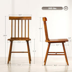 HOMCOM Windsor Dining Chairs Set of 4, Farmhouse Wooden Kitchen Chairs with Rubber Wood Frame and Spindle Backrest for Dining & Living Room, Light Brown