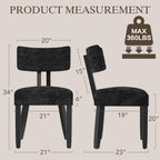 GOTMINSI Mid Century Modern Dining Chairs,Velvet Farmhouse Upholstered Kitchen Chairs, Accent Curved Backrest Dining Room Chairs with Hardwood Legs (Black, 4PCS)