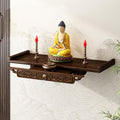 Prayer Altar Personal Shrine Stand Wall-Mounted Buddha Altar Shelf Stand, with Storage Tier, Antique Carving Buddha Offering Table(66cm/26in)