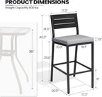 Crestlive Products Outdoor Bar Stools Set of 2, Patio Counter Height Barstools with Cushions, Tall Chairs with Back and Footrest for Deck, Lawn, Garden, Backyard, Poolside, Or Indoor Use (Light Gray)