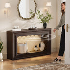 Rresyet Entryway Console Table 55" Long Narrow with LED Lights & Storage, 2-Tier Sofa Table, Farmhouse Cherry Accent for Hallway & Living Room, Space-Saving and Sturdy