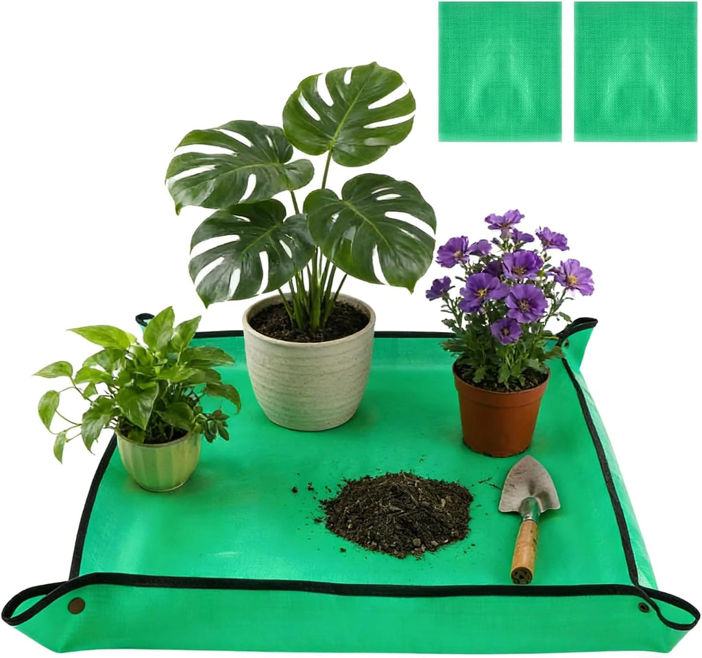 2 Pack Repotting Mat for Indoor Plant Transplanting Control Mess, 29.53"X29.53" Thickened Waterproof Foldable Potting Tray, for Indoor Potting Succulents Cactus Orchid Pots, Garden Gift