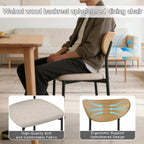 Beige Dining Chairs Set of 2, Upholstered Modern Kitchen Chairs Dining Room Chairs with Wood Curved Backrest & Metal Legs