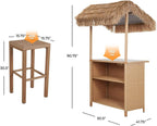Grand patio 2 Piece Outdoor Tropical Paradise Tiki Bars Stools, Phuket Islander Tiki Bar 2 Stools for Garden Patio, Natural