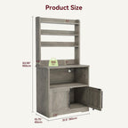 Takywep Kitchen Bakers Rack with Power Outlet, Microwave Oven Stand with Operation Table, Tall Versatile Storage Shelf with Cabinet, Coffee Bar Cabinet for Dining Room, Kitchen, Gray