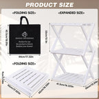 3 Tier Portable Folding Shoe Storage Rack Natural Bamboo Vertical Shoe Rack for Corridors, Bedrooms Living Room Corner and Small Spaces (White)