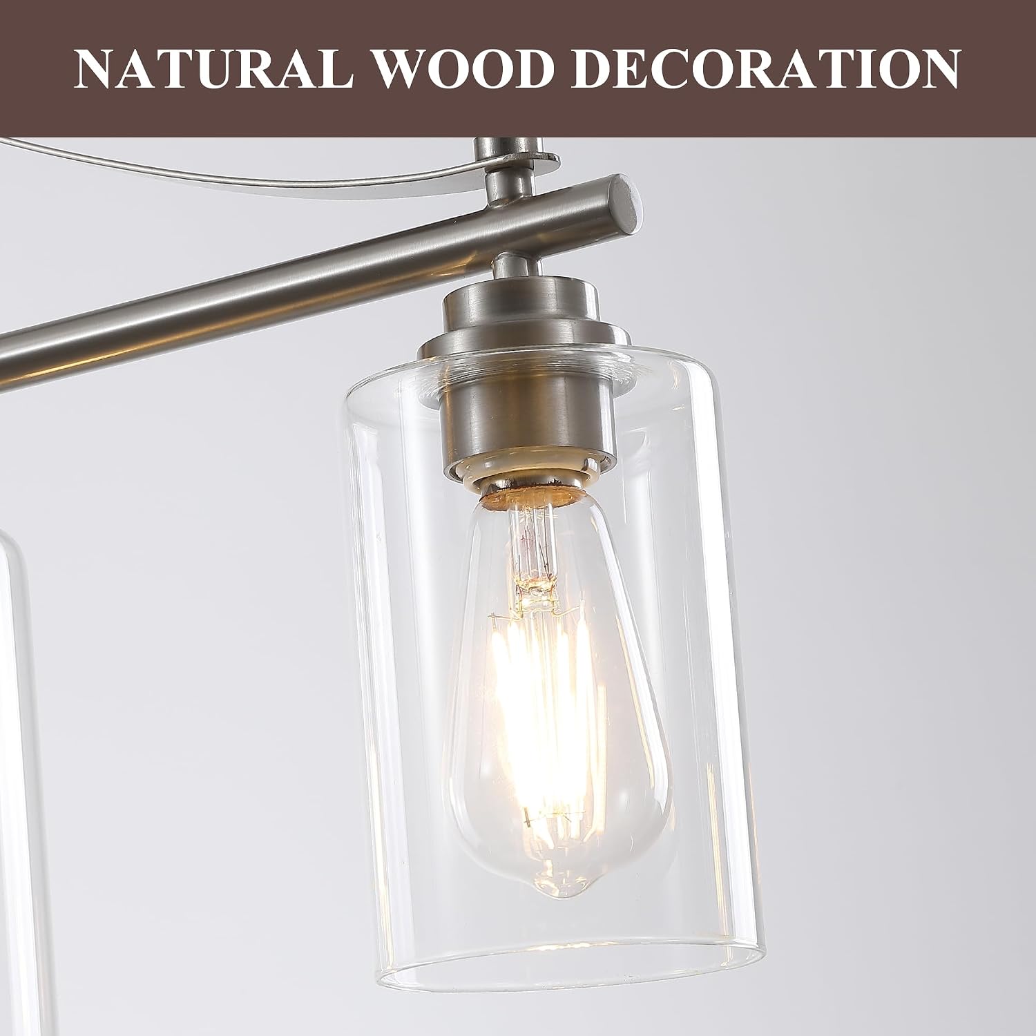 Island Light for Kitchen, 4-Light Linear Chandelier Pendant Lighting for Kitchen Island, Brushed Nickel Dining Room Light Fixture Over Table with Clear Glass Shades