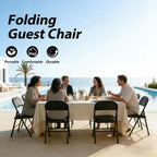 Set of 4 Folding Chairs with Cushion, No Assembly Wedding Chair, 280 LBS Capacity, Padded Folding Chairs 2 Pack for Banquet, Party, Picnic, Outdoor & Indoor Events, Black
