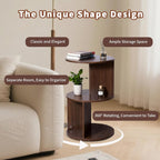 Wood 2-Tier 360° Rotating Bookshelf, Narrow Corner Bookcase & Accent Table, Floor Standing Storage Rack for Kids Bedroom Living Room, Space Saving