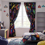 Peryiter Games Curtain Bedroom Room Decor Neon Gamer Curtain with 2 Tiebacks 42 x 84 Inch Thermal Insulated Window Drapes for Bathroom Nursery Home Decoration, 2 Panels