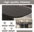86" Oval Dining Table, Modern Black Kitchen Table, Luxury Rectangular Round Edge Dinner Table, Dining Table for Kitchen, Living Room