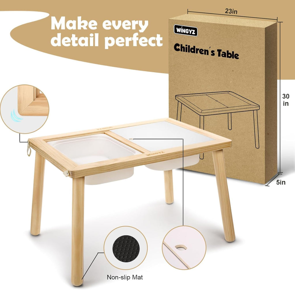 WINGYZ Kids Table for Play Study Dining Toys Storage, Sensory Tables for Toddler, Activity Table with Storage Bins Birthday Gifts for Boys and Girls
