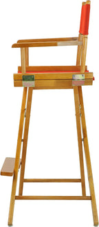 Casual Home 30" Director's Chair Honey Oak Frame-with Red Canvas, Bar Height