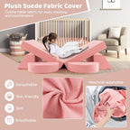 Costzon Convertible Toddler Couch, 8PCS Kids Modular Play Sofa w/Detachable Cover for Playroom, Creative Couch for Playing, Creating & Sleeping, Imaginative Furniture for Girls & Boys (Pink)