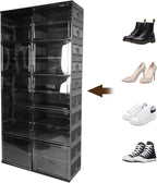 10 Tiers 40 Pairs Collapsible Shoe Rack Organizer with Doors Foldable Shoe Rack Organizer Cabinet for Closet Entryway Living Room