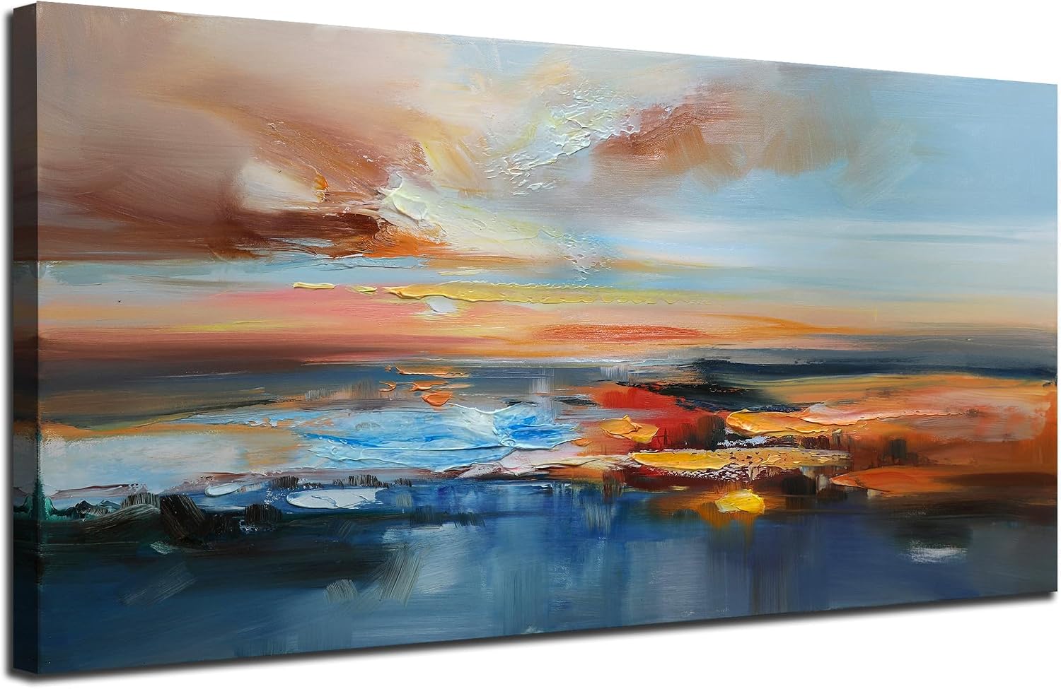 Brushart Abstract Wall Art Large Landscape Canvas Wall Art Pictures Paintings Wall Decor Living Room Textured Artwork for Dining Room Walls Bedroom Home Office, 48"x24"